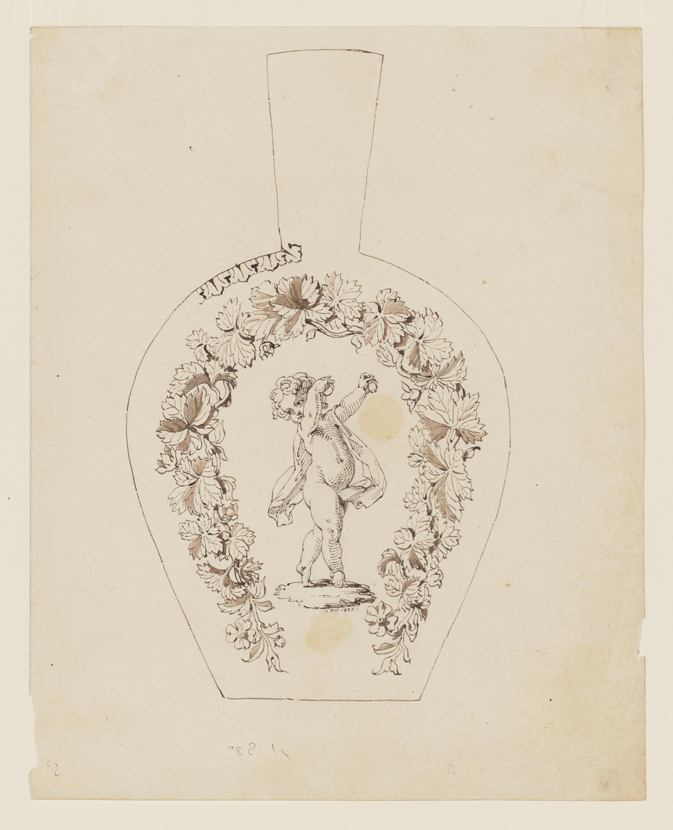 Design for Bellows Showing Dancing Putto with Castagnettes
